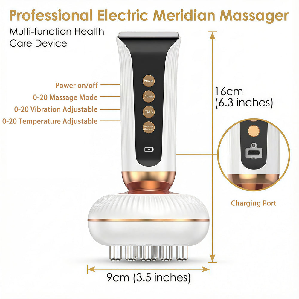 MechMaj massager applied to thigh for targeted relief.