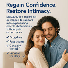 Med3000 ED cream in-use demonstrates ready-to-use intimate moments.