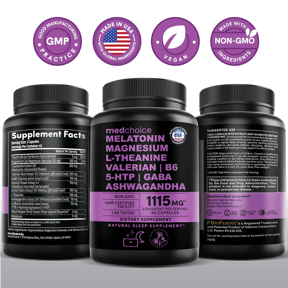 MedChoice lifestyle-friendly sleep support in a compact 90-count package