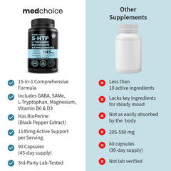 MedChoice mood supplement on a nightstand for evening relaxation routine