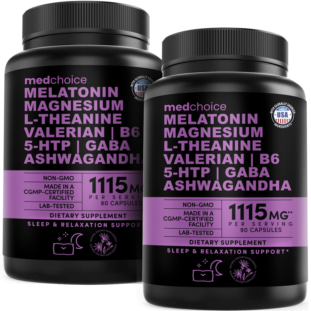 MEDCHOICE melatonin sleep capsules bottle promotes a calm bedtime routine.