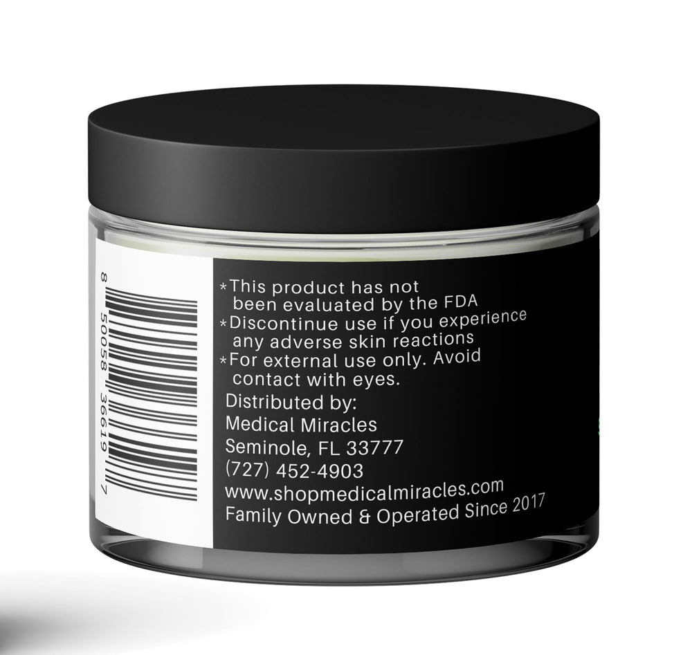 Medical Miracles hemp salve label closeup highlighting 20000mg potency.