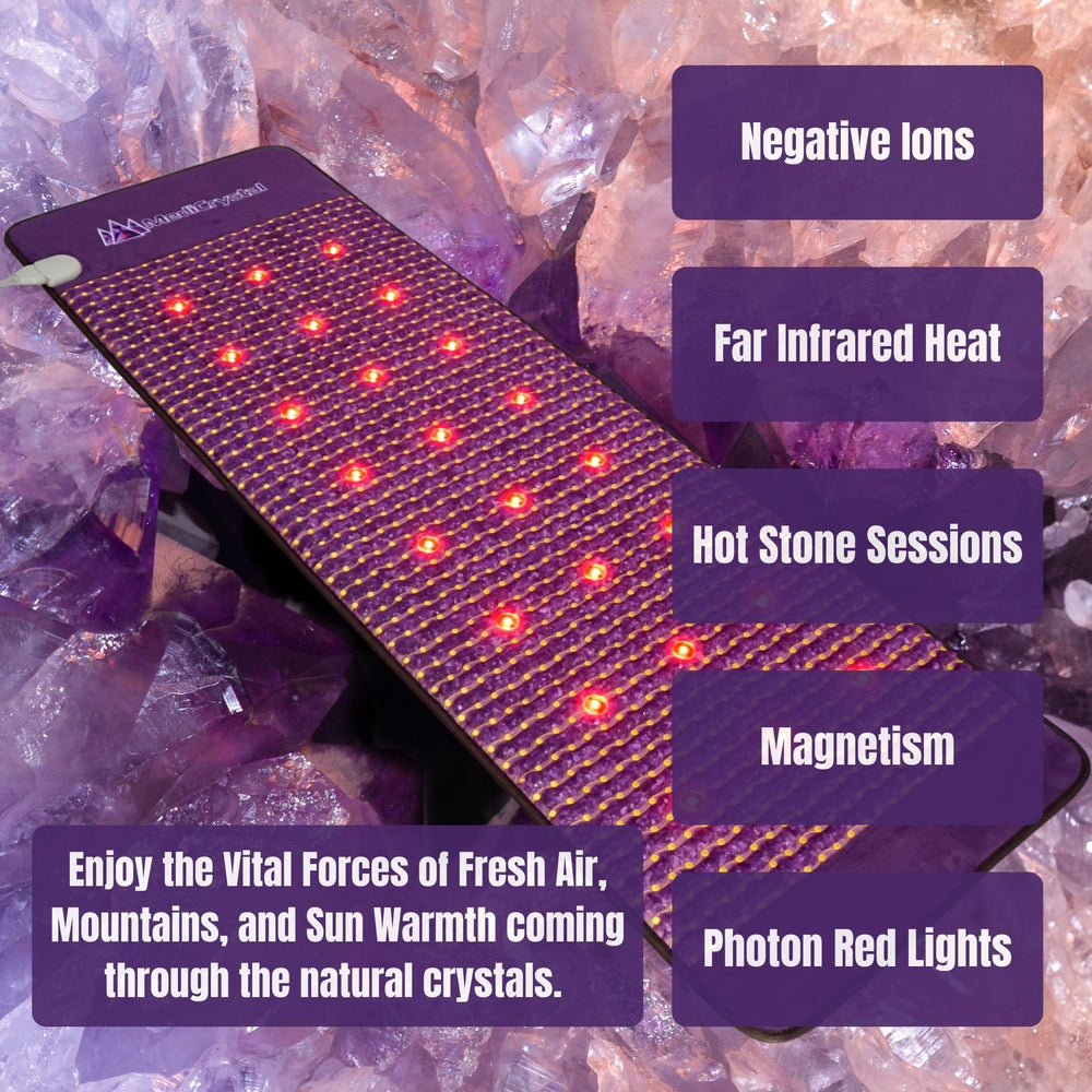 MediCrystal purple suede cover close-up signaling premium comfort and easy cleaning.