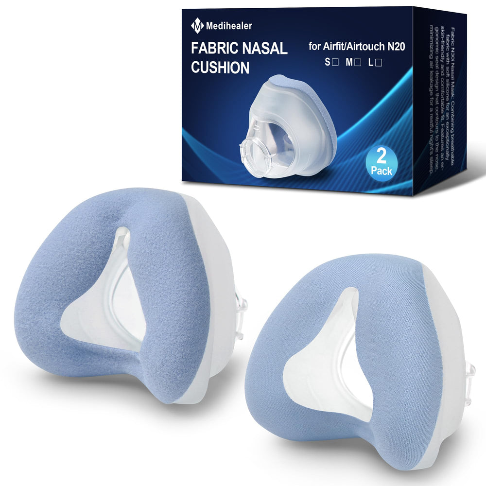 Medihealer AirFit N20 dual-fabric nasal cushion for all-season comfort.