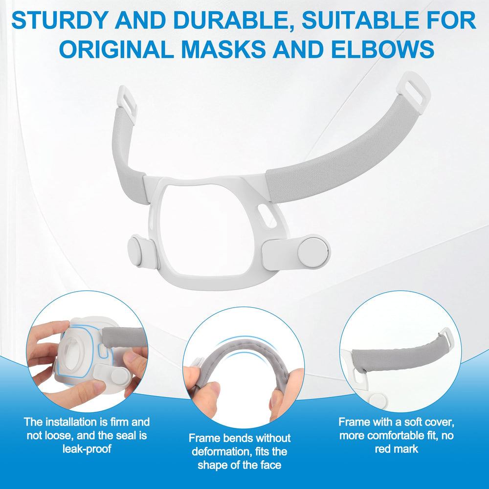 Soft, moisture-wicking headgear reduces skin irritation during long CPAP use.