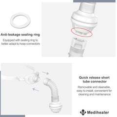 Medihealer P10 headgear buckle demonstrates upgraded strap for secure hold.