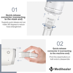 Medihealer rotatable tube ends enabling smooth adjustments.