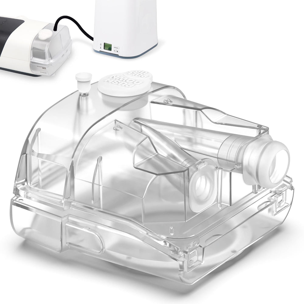 Medihealer tubing adapter water chamber for AirSense 11, simplifies setup and cleaning.