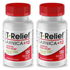 MediNatura T-Relief Pain tablets bottle for convenient plant-based relief.