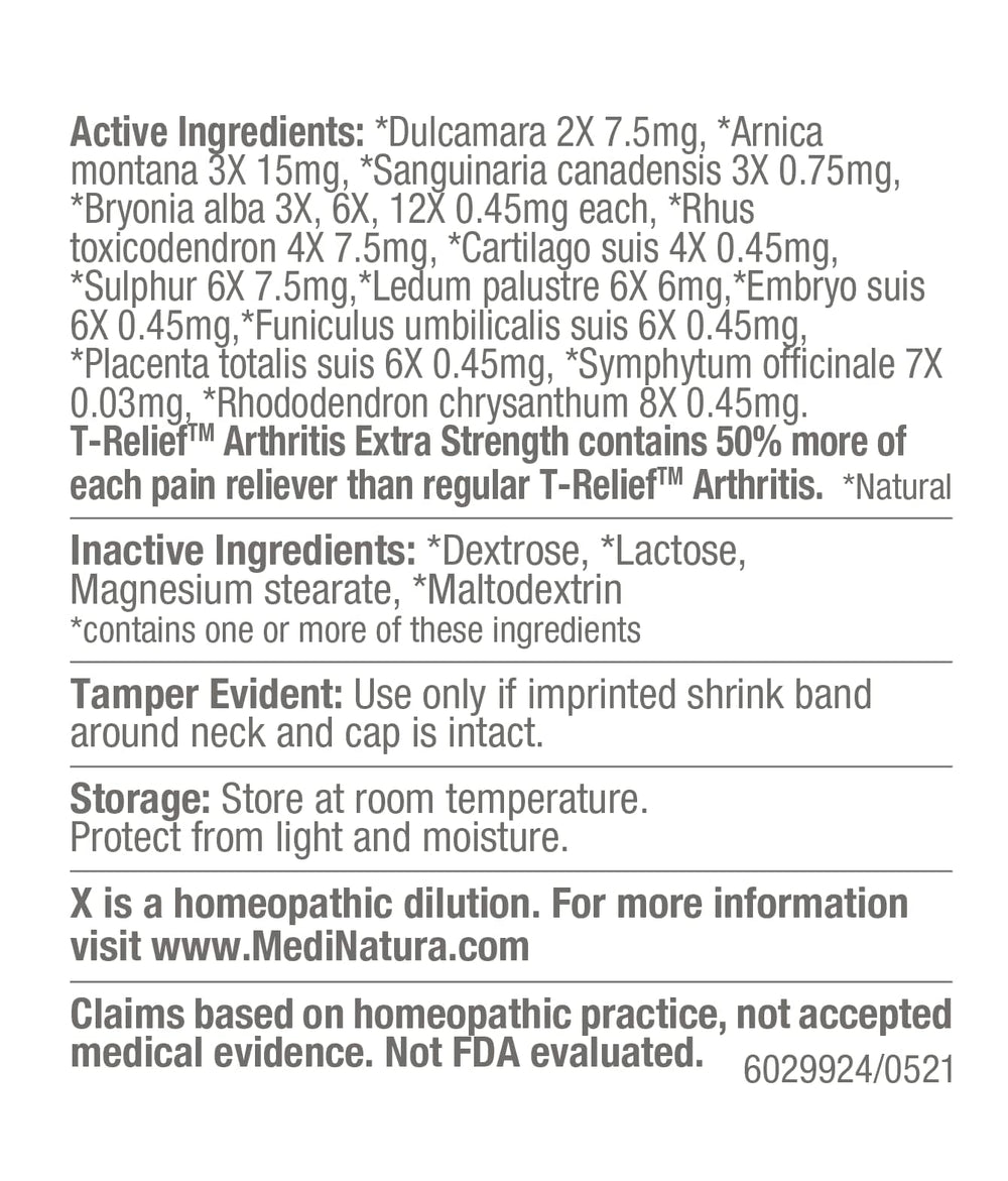 MediNatura T-Relief tablets dissolving quickly for fast daily use.