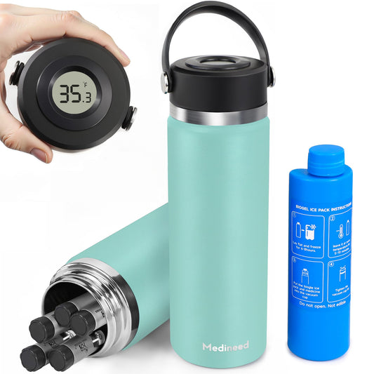Medineed insulin cooler travel case seafoam front view for travel protection