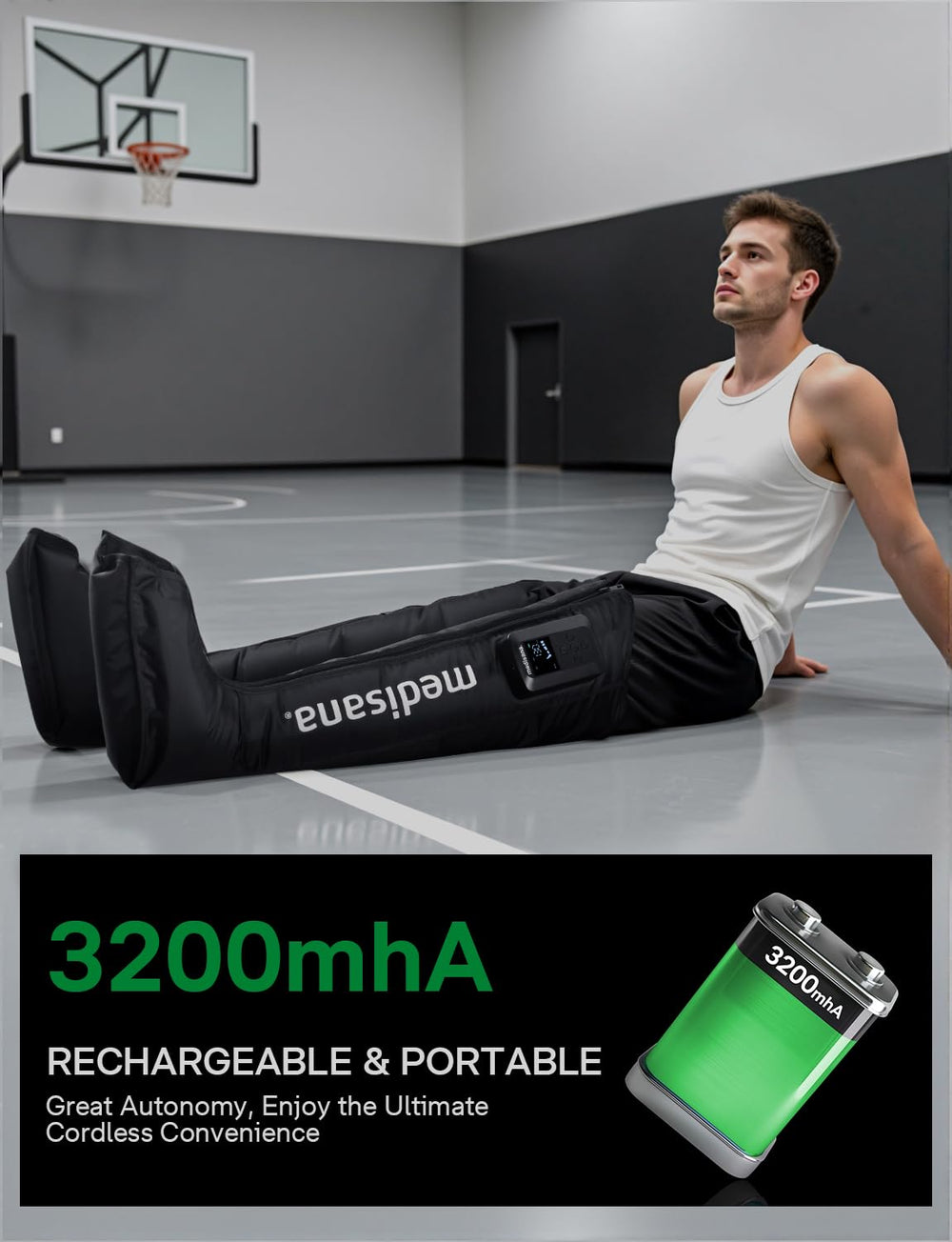 Medisana leg massager covers lower calf to upper calf with independent zones for relief