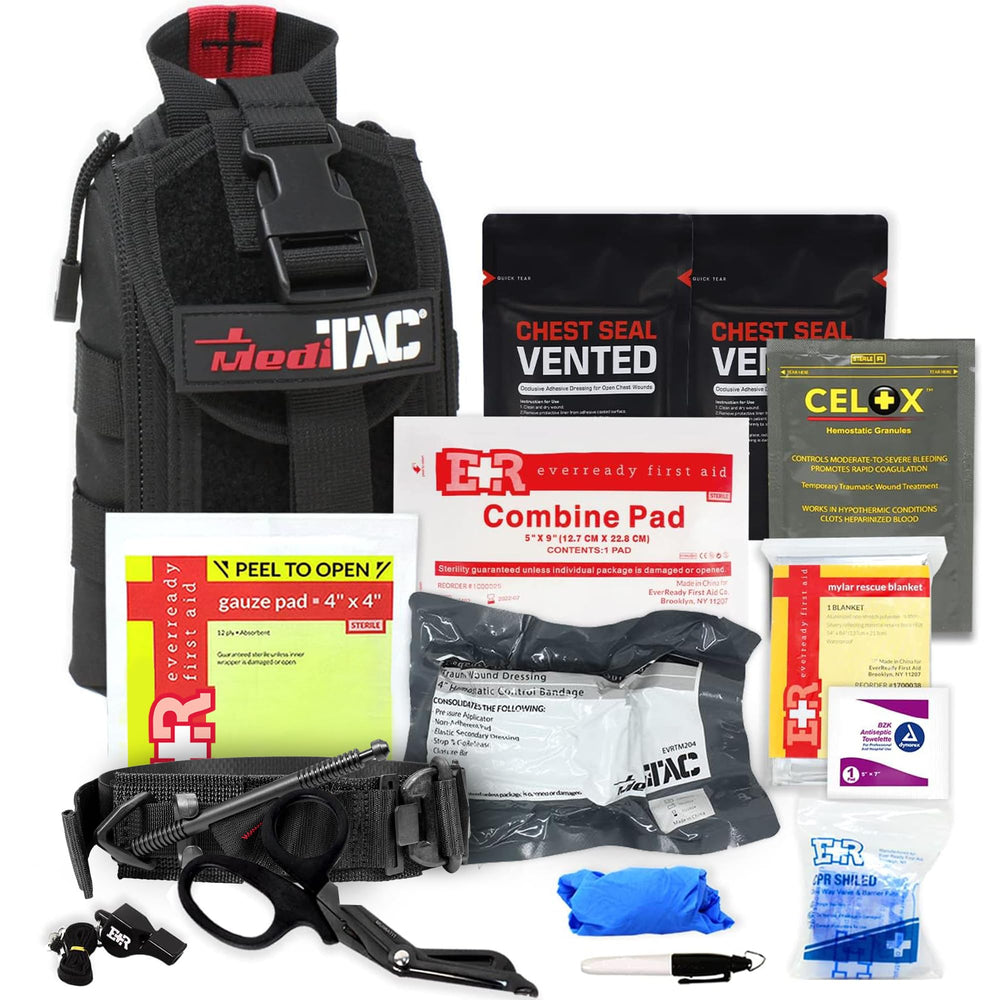 MediTac premium IFAK kit in black with organized MOLLE pouch for quick access