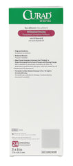 Medline CURAD Oil Emulsion Dressing 3x8 non-adherent gauze on wound bed and dressing