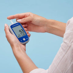 Tiny 1.0 µL blood sample shown with the EvenCare G2 strip.