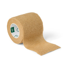 Medline self-adherent latex bandage in tan provides gentle compression and secure dressing retention.