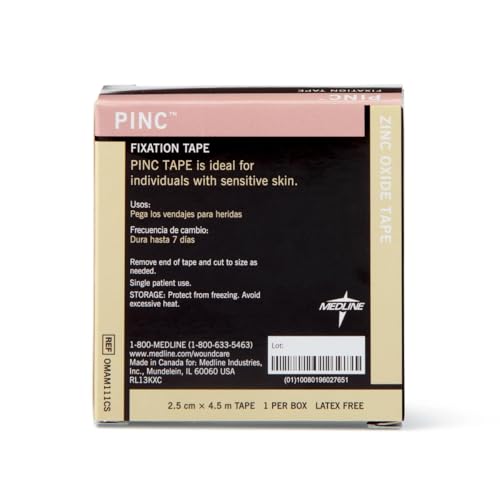 Medline Pinc zinc oxide tape demonstrating waterproof hold on a dressing.
