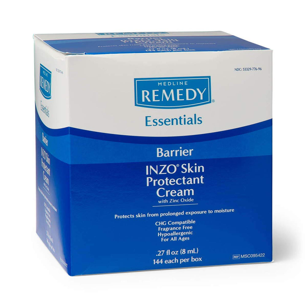 Medline Remedy INZO zinc oxide cream packet demonstrates discreet, non greasy protection.