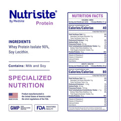 Medsite Nutrisite ingredients label highlights whey isolate and lecithin for clean nutrition