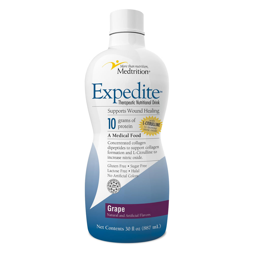 Medtrition Expedite Liquid Collagen grape bottle for post-surgery nutrition support