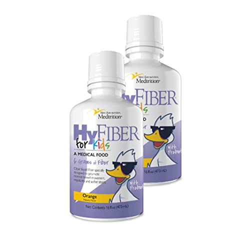 Medtrition HyFiber Kids bottle front, supports daily fiber intake for children.