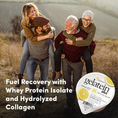 Medtrition ProSource Gelatein Plus Lemon packaging emphasizing lactose-free and gluten-free.