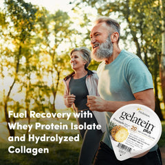 Nutrition facts panel showing 20 g protein per serving