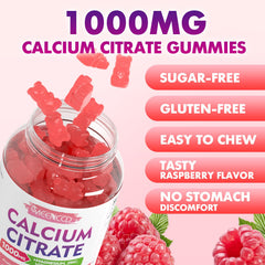MEENCCD Calcium Citrate Gummies Raspberry vegan label supports clean, plant-based supplement choices.