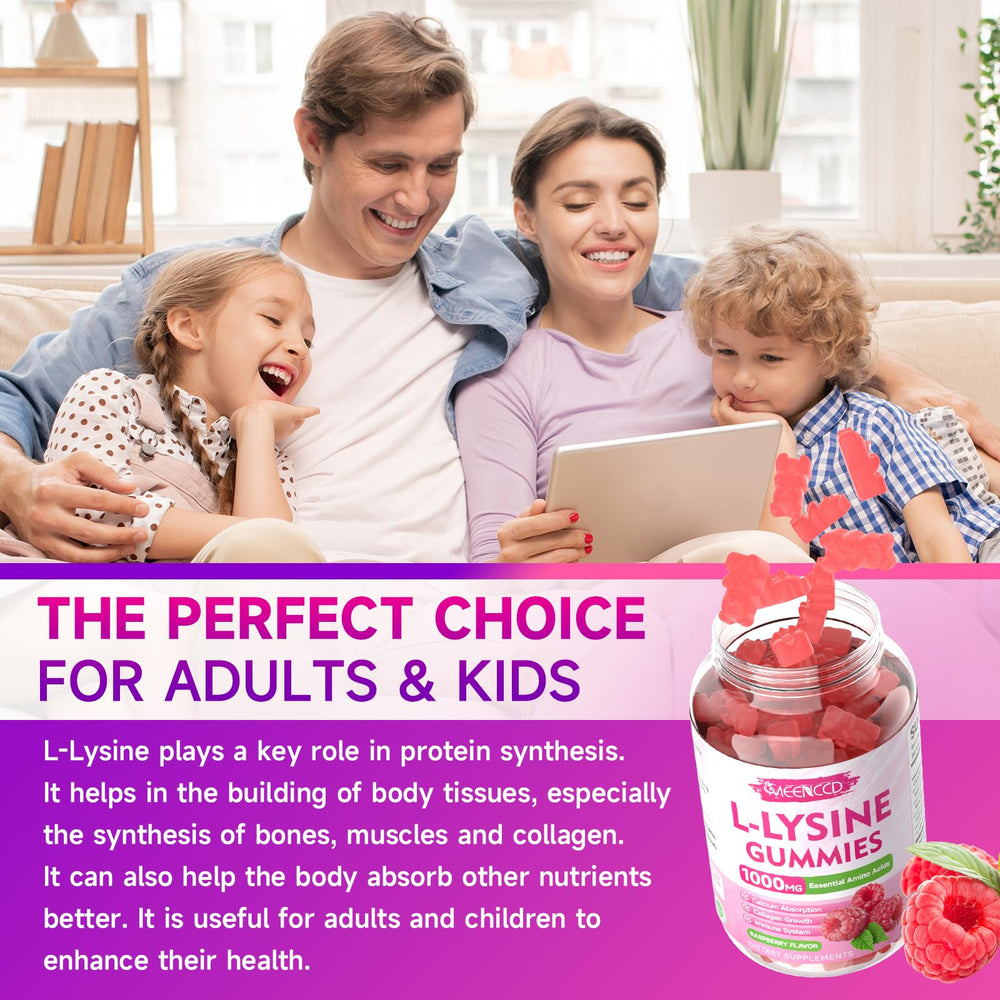 MEENCCD L-Lysine gummies with non-GMO, pectin base for clean snacking.