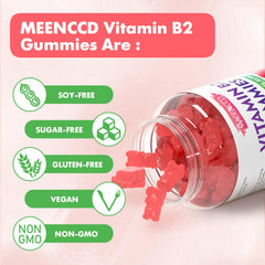 MEENCCD riboflavin gummies vegan non-GMO label clearly visible.