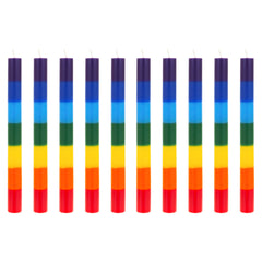 Mega Candles chakra candle with rainbow layers for focused meditation.