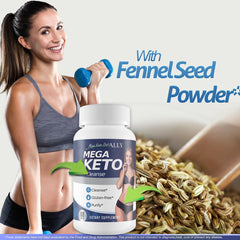 Ingredients on Mega Keto Diet + Cleanse label suggesting digestive support