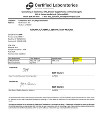 Mega Resveratrol label highlighting USA lab certification