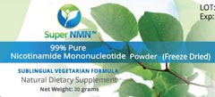 Sachet of Mega Resveratrol NMN powder showing freeze-dried texture