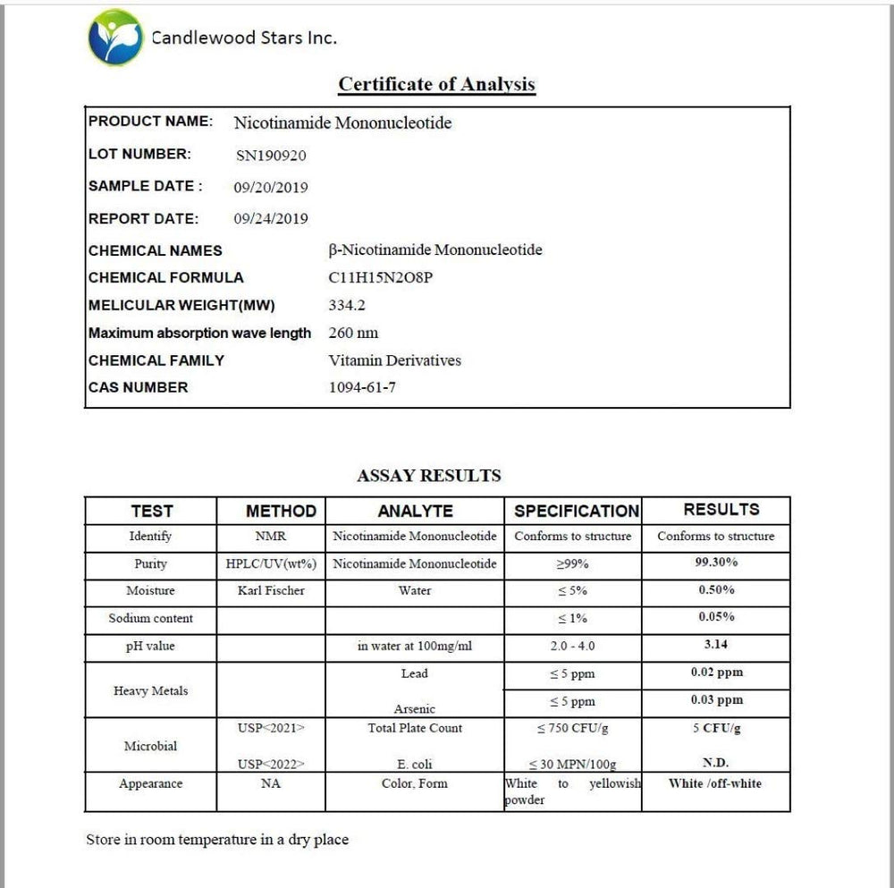 USA third-party lab purity badge for Mega Resveratrol NMN powder