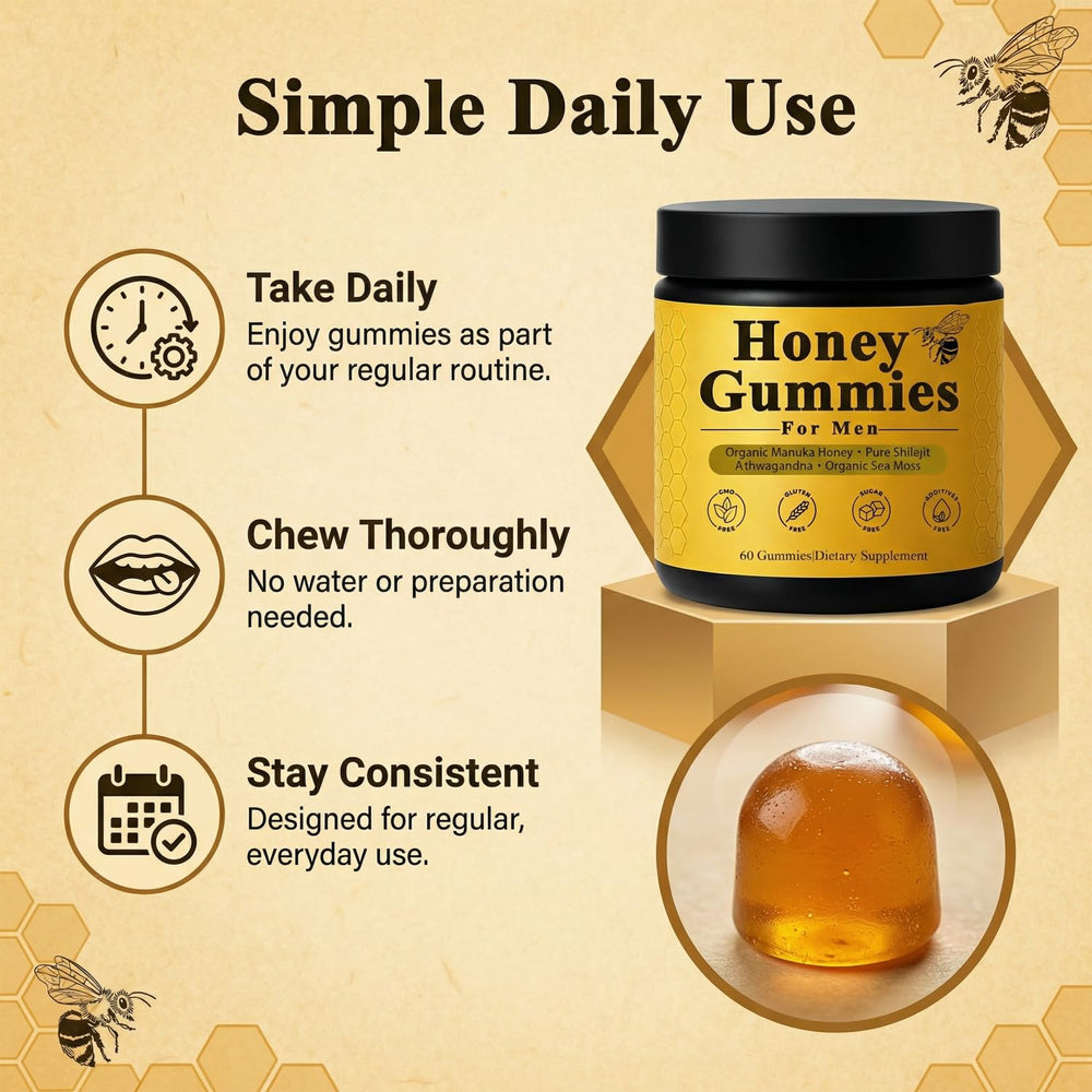 Megacephalus Honey Gummies for Men ashwagandha and shilajit blend.