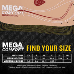MEGAComfort Diabetic Insole extra EVA top layer for softer steps.