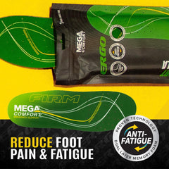 MEGAComfort heel-stability insoles offer targeted support for steady footing.