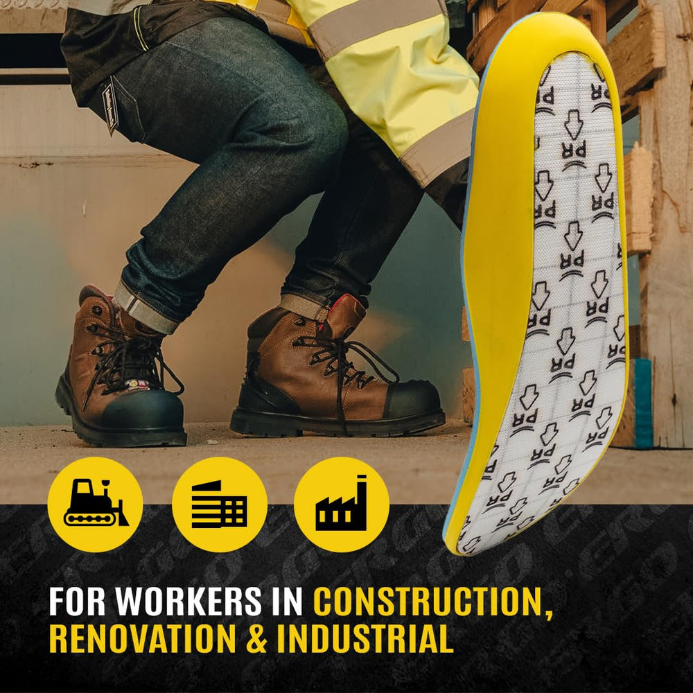 MEGAComfort puncture-resistant insoles foam layer highlights enhanced shock absorption for long shifts.