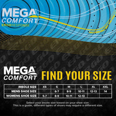 Trim-to-fit MEGAComfort insole fits running shoes and sneakers.