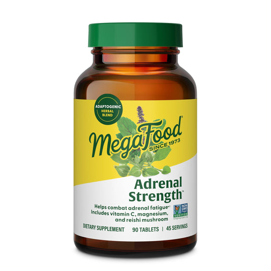 MegaFood Adrenal Strength bottle front view for reliable stress support