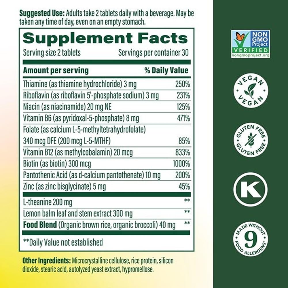 MegaFood Lemon Balm and Zinc close-up highlighting calming support and immune help.