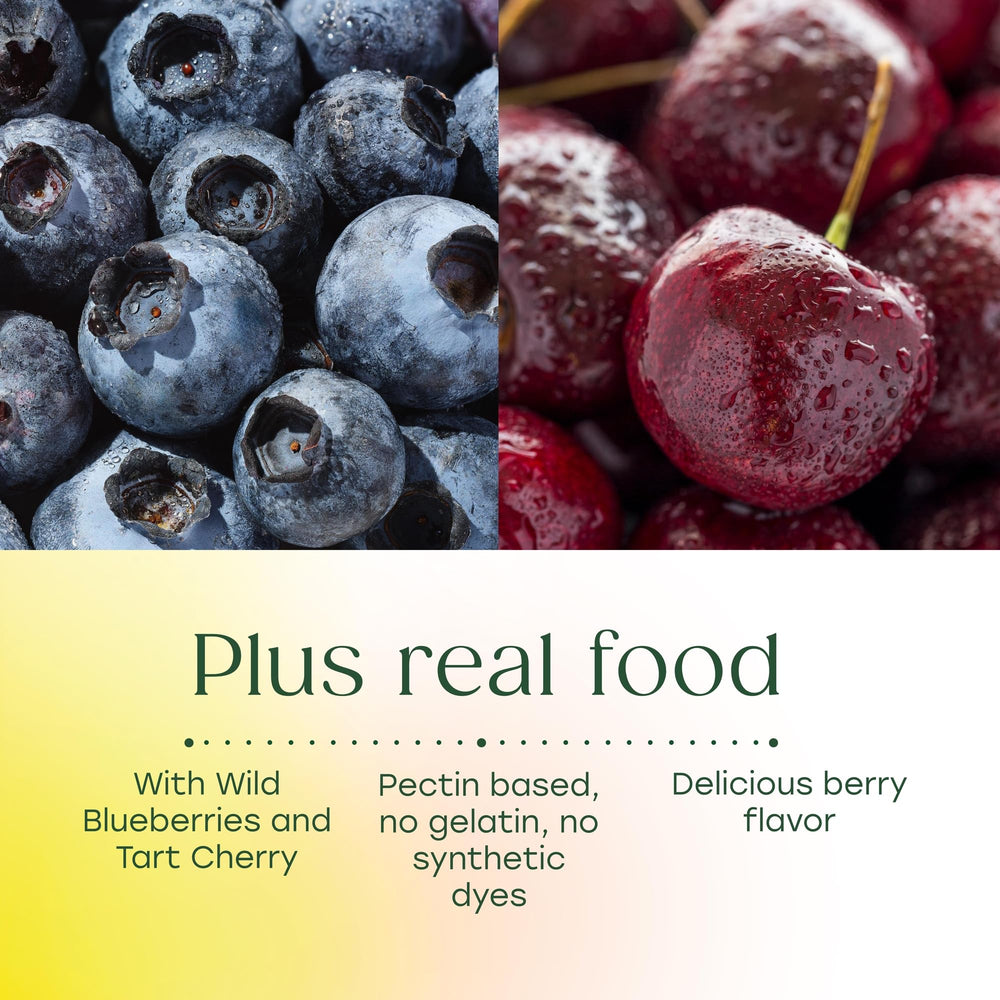 MegaFood Melatonin Gummies ingredients panel; vegan and non-GMO formula.