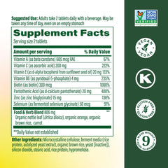 MegaFood Skin, Nails & Hair 2 tablets ready for convenient daily use.