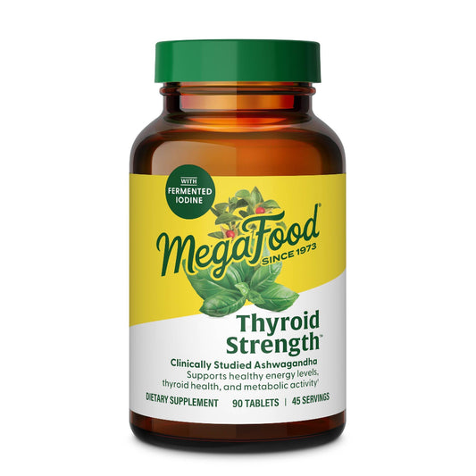 MegaFood Thyroid Strength bottle front signaling daily thyroid support