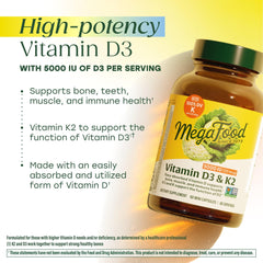 MegaFood Vitamin D3 K2 label detail highlights non-GMO and gluten-free ingredients