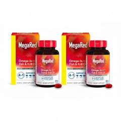 MegaRed Advanced4in1 softgels bottle for daily omega-3 support, potentially aiding heart and joint comfort.