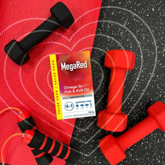 MegaRed brain-health softgel graphic suggesting cognitive support with DHA and EPA.
