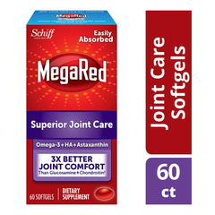 MegaRed krill oil softgel close-up showing labeled purity and potency.