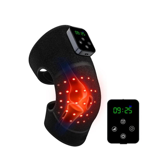 Megelin knee pad with magnetic battery enables wireless red light therapy at home.